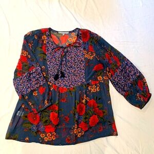 Blue Floral Blouse